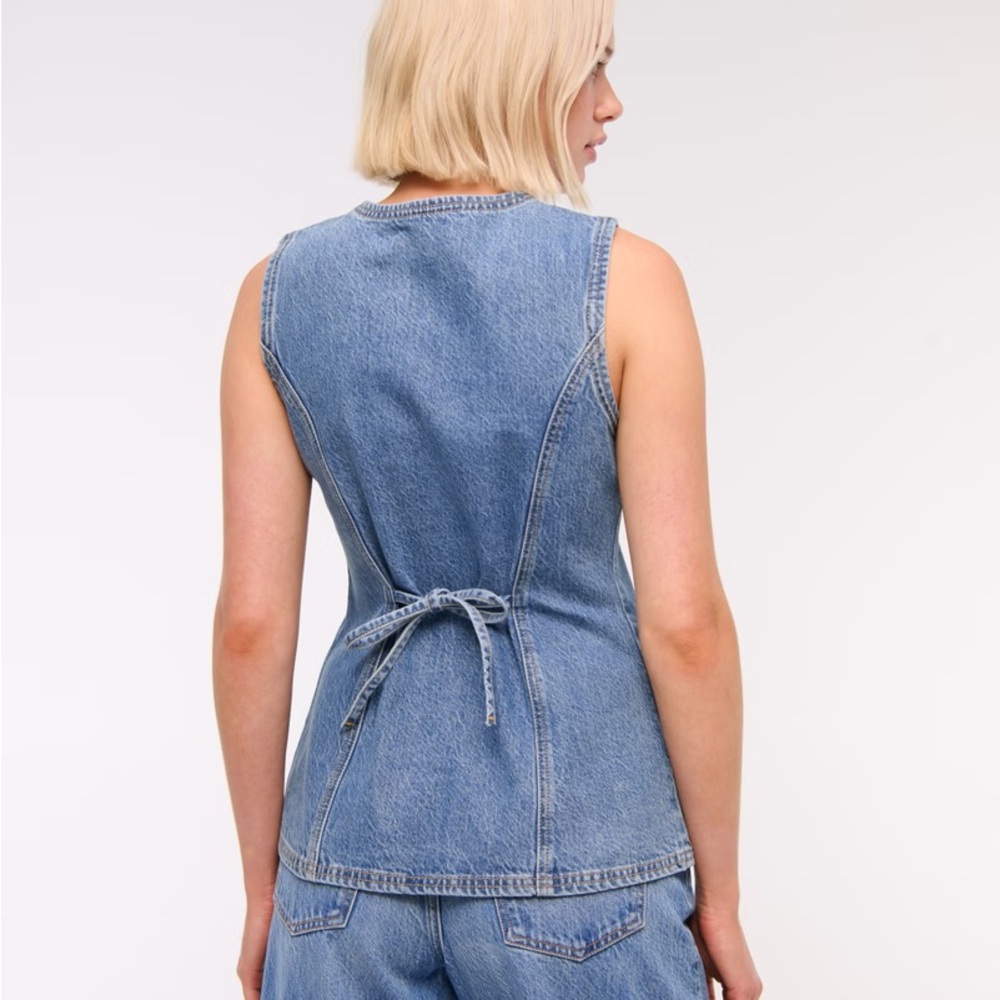 Abercrombie & Fitch Women's Blue Denim Vest, Women’s M - Picture 5 of 7